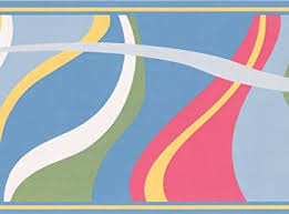 Yellow and red the good life wallpaper border. Abstract Waves Red White Yellow Green All Shades Of Blue Wallpaper Border Modern Design Roll 15 X 6 Amazon Co Uk Diy Tools