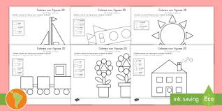 Coloring pages for kids simple shapes coloring pages. Color By 2d Shapes English Spanish Colour By 2d Shapes