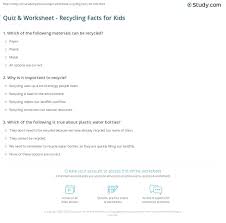 Our online 3rd grade trivia quizzes . Quiz Worksheet Recycling Facts For Kids Study Com