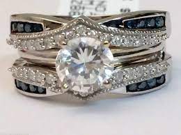 10kt White Gold Prong Set White Blue Diamond Solitaire Enhancer Ring Guard Wrap 0 50ct Tw By Rg Diamond Solitaire Enhancer Black Diamond Ring Blue Diamond