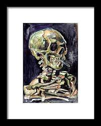 Find a print of this oil on canvas painting. Smoking Skull Wall Art Pixels