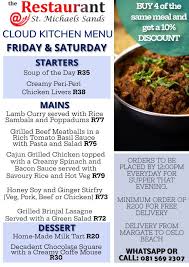 Tossdown is the best digital platform where you can findout latest menu of kitchen cuisine on a single click. Sunday Menu St Michaels Sands Hotel And Restaurant South Coast Kzn
