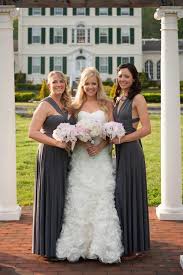 Bridesmaids Wearing Henkaa S Sakura Convertible Dresses In Charcoal Grey Www Henkaa Com Bridesmaid Convertible Wedding Dresses Alfred Sung Bridesmaid Dresses