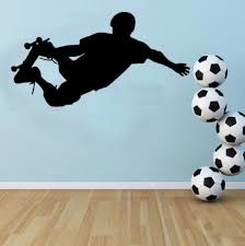 Skateboarder Silhouette Street Pop Sport Wall Art Sticker Decal Side Kick Stencil Children Kids Bedro Skateboard Wall Art Sports Wall Art Personalized Wall Art