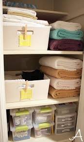 Ideas For Organizing A Deep Linen Closet Organizing Linens Linen Closet Organization Linen Closet