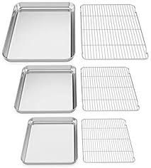 Wildone Baking Sheet With Cooling Rack Set Set Of 6 3 Sheets 3 Racks Stainless Steel Cookie Sheet Easy Cleaning Stainless Steel Cookie Sheet Baking Pans