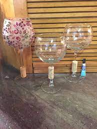 Fix Broken Wine Glasses Use A Screw Driver To Start A Hole For The Stem Put A Couple Drops Of Glass Glue In Th Wine Glass Crafts Glass Crafts Blue Wine