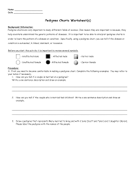 Pedigree Charts Worksheet S