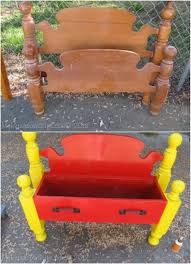 Perfect to extend my daughter's bed frame and coupled with a conversion kit allowed a plane frame to replace drop in rails to does this attach to a bed frame that has only one hole on the side? 20 Astonishing Repurposing Ideas For Old Headboards And Footboards Diy Crafts
