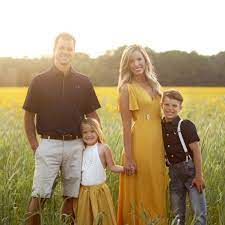 The Shull Family Summer Family Photos Mustard Yellow And Navy Blue Fall Family Photo Outfits Family Photoshoot Outfits Family Picture Outfits