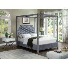 Sign up for style & decor emails and save on your next order. Rowan Upholstered Platform Canopy Bed Grey By Meridian Furniture Furniturepick