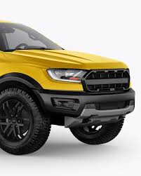 Pickup Truck Mockup Half Side View In Vehicle Mockups On Yellow Images Object Mockups Mockup Free Psd Mockup Free Download Mockup Downloads