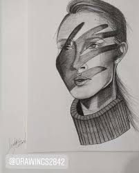 بورتريه وجه بنت بالقلم الرصاص portrait pencil profile pic face profile drawing profile drawing teaching drawing
