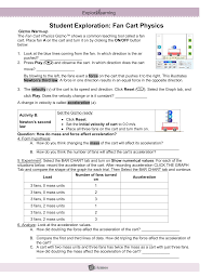 .(answer key) download student exploration: Student Exploration Fan Cart Physics Answers Download