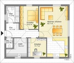 Ebenerdig Wohnen Und Leben Grundriss Bungalow Bauplan Haus Haus Grundriss