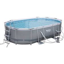 Bestway Power Steel 16 X 10 X 42 Oval Frame Swimming Pool Set With Pump Ladder And Cover Walmart Com Oval Pool Swimming Pools Oval Above Ground Pools