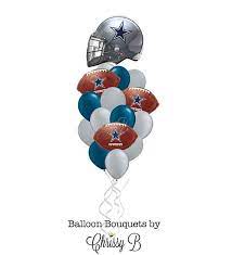 Dallas Cowboys Balloon Bouquet With Giant Helmet Mylar Balloon Etsy Football Balloons Balloon Bouquet Balloons