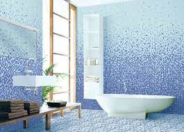 White And Blue Ceramic Tiled Wall Tile Shower And Tub Ideas Modern Blue Bathroom Decor Blue Bathroom Tile Blue Bathroom Walls