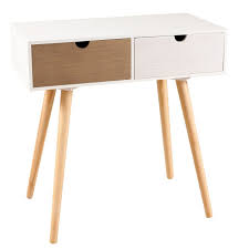 Un petit air vintage tout à fait dans l'air du temps pour la console en acacia 117 oslo. Console Scandinave 2 Tiroirs Pixon 61cm Blanc