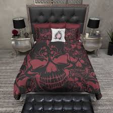 Red And Black Collage Skull Bedding Collection Duvet Bedding Sets Skull Bedroom Skull Bedding