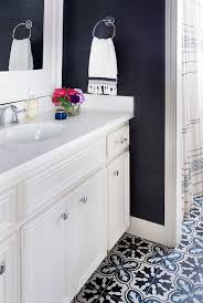 Shop wayfair for all the best floor tile navy bathroom tile. White And Blue Bathroom With Navy Blue Sisal Wallpaper Transitional Bathroom