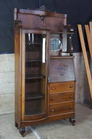 What features does a computer desk have? National Furniture Antique Side By Side Secretary Desk And Curved Glass Bookcase At 1stdibs