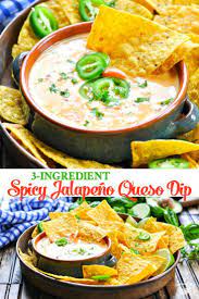 3 Ingredient Spicy Jalapeno Queso Dip Ist Das Beste Queso Rezept Das 5 Ingredients Or Less Appetizer Recipes Best Queso Recipe Crockpot Appetizers