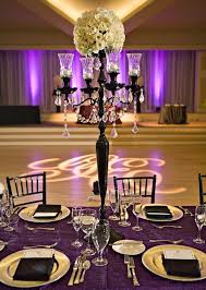 Purple And Gold With Black Accents I Would Change The Black To White Classy Halloween Wedding Wedding Decor Elegant Purple And Gold Wedding