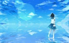 oboi nebo pismo voda devushka oblaka otrazhenie anime kartinki na rabochij stol razdel anime skachat anime scenery anime background anime