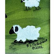 2000s Folk Art Landscape Scene Painting by Barbara Thibodeaux