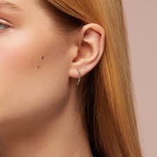 14k Novella Earrings, Solid Gold Blue Gemstone Earrings Women,eternity  Dainty Hoop Earrings, Delicate Aesthetic Earring, Minimalist Jewelry