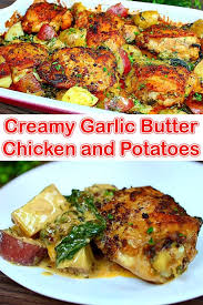 Creamy Garlic Butter Chicken And Potatoes Chicken Fillet Recipes Garlic Butter Chicken Easy Potato Recipes
