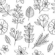 Isolated flax flowers illustration element on. Download Premium Vector Of Seamless Flower And Leaves Pattern 389833 Vector Patterns Design Vector Background Pattern Flower Illustration