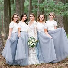 Short Sleeve White Top Light Grey Tulle Skirt Popular Bridesmaid Dresses Pd0300 Short Sleeve White Top Light Grey Tulle Skirt Popular Bridesmaid Dresses Pd030 Popular Bridesmaid Dresses Bridesmaid Skirts White Lace
