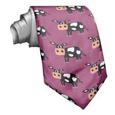 Humorous Primitive Art Cow Tie Funny Ties Custom Ties Cow