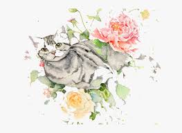 Our pictures also include cats in different settings such as indoor or outdoor. Png Black And White Library Jazz Drawing Watercolour Cat And Flowers Drawings Transparent Png Transparent Png Image Pngitem