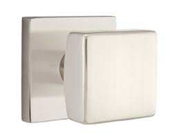 Striking modern design and top quality of manufacture and finish. Emtek Square Modern Door Knob With Square Rosette Direct Door Hardware