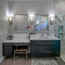 Amazing gallery of interior design and decorating ideas of bathroom dressing table in closets, bathrooms by elite interior designers. Gray Primary Bathroom With Dressing Table Hgtv