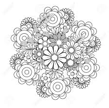 Lots of research has shown that coloring is great for adults too. Adult Coloring Page With Flowers Pattern Black And White Doodle Wreath Floral Mandala Bouquet Line Art Vector Illustration Isolated On White Background Round Design Element Royalty Free Cliparts Vectors And Stock Illustration