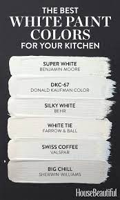 Most homes find the bright white color too bright on their kitchen cabinets. 6 White Paint Colors Perfect For Kitchens White Kitchen Paint White Kitchen Paint Colors White Paint Colors