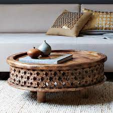 Coffee tables with a top surface that sits a fair bit lower than your usual coffee table find. Buy Online Carved Wood Coffee Table Now West Elm Uae