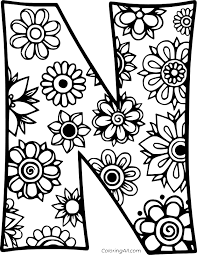 Enjoy your free nature alphabet coloring page letter n. Letter N With Flower Patterns Coloring Page Coloringall