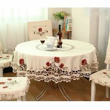 Us White Embroidered Tablecloth Floral Lace Round Table Cover Dining Banquet Table Cloth Decorations Handmade Table Christmas Table Cloth