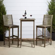 Orleans round teak 3 piece bar height patio bistro set. Vifah Renaissance Hand Sscraped 3 Piece Wood Square Table Outdoor Bar Height Dining Set V1355set2 The Home Depot