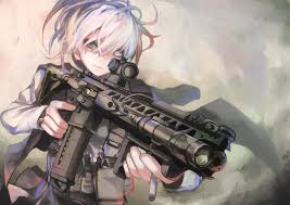 Gun is a weapon that discharges bullets using gunpowder and other forms of pressure at the pull of trigger. Anime Girl With Gun Wallpaper 1355x957 Id 52504 Wallpapervortex Com