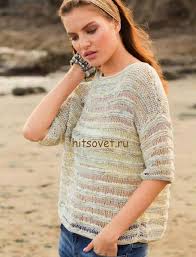 вязание спицами для женщин модные модели 2015 года с описанием Letnij Pulover Iz Lentochnoj Pryazhi Foto Vyazanie Modnye Vyazanye Veshi Letnie Svitera