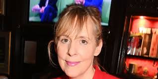 Mel Giedroyc leans into the head-to-toe red trend