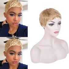 Pixie cuts are in trends for years and you can find the best one that fits your this trendy blonde pixie style is great for girls with thick hair and unique style. Amazon Com Phocas Hairphocas Human Hair Short Pixie Wig Blonde Brazilian Short Cut Wigs Pixie Cut Short Curly Wigs For Women Beauty