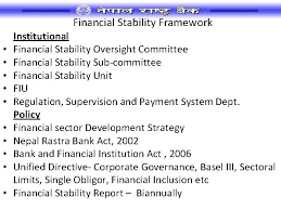 Development financial institutions act 2002. Financial Stability Nepal Rastra Bank Financial Stability Framework