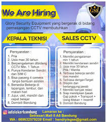 Dengan menggunakan satu paket triple play, sebutan paket layanan terpadu indihome, gadgeter dapat menikmati layanan. Lowongan Kerja Kepala Teknisi Sales Cctv Glory Security Equipment Gse Bandung Juli 2019 Info Loker Bandung 2021
